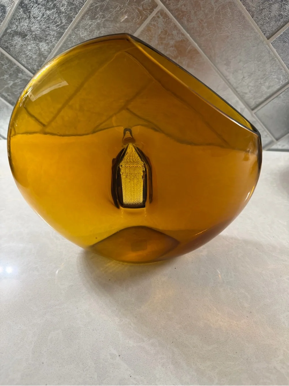 Beautiful amber glass vase in mint condition
